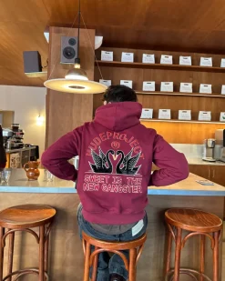 Nude Project Swans Hoodie Burgundy New