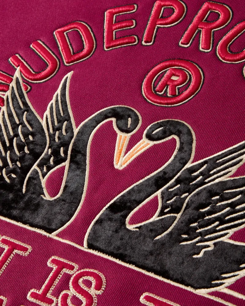 Nude Project Swans Hoodie Burgundy New