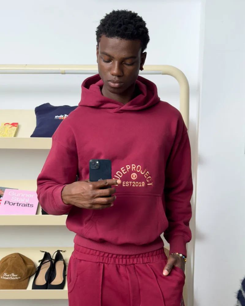 Nude Project Swans Hoodie Burgundy New