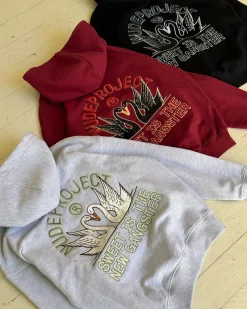 Nude Project Swans Hoodie Burgundy New