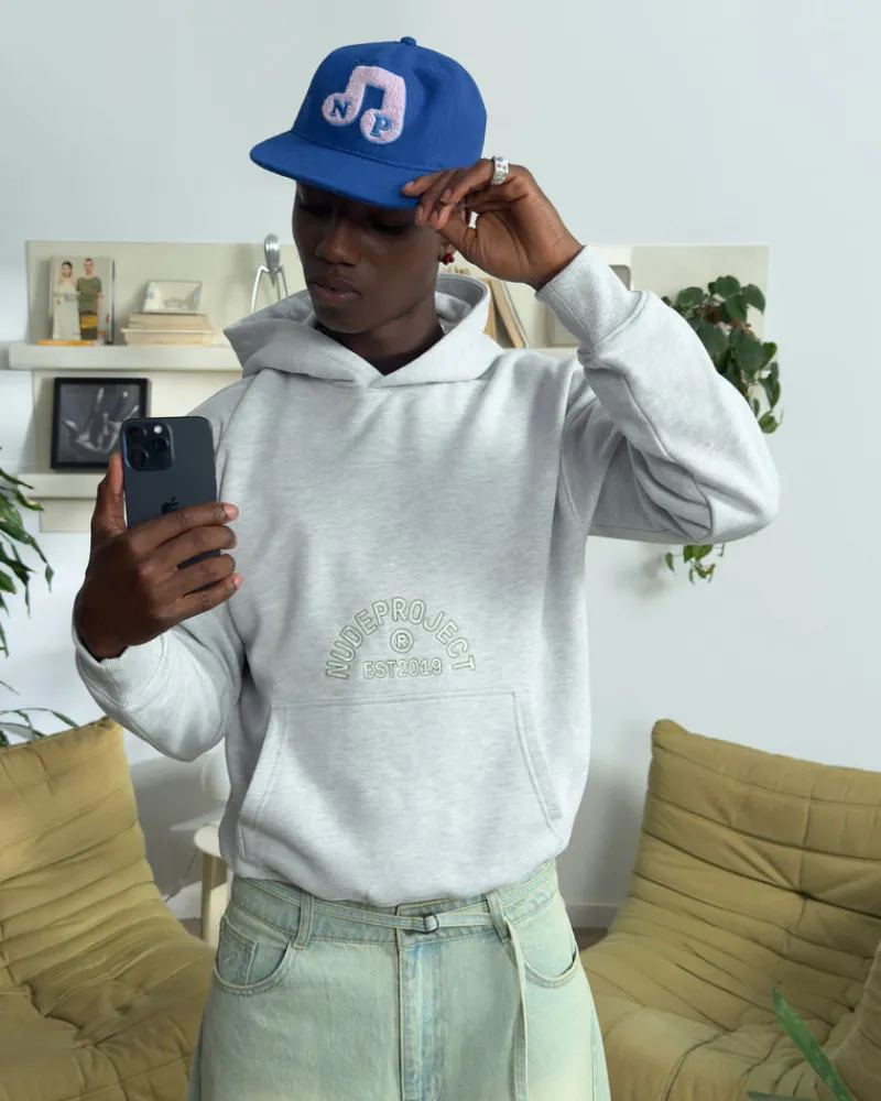 Nude Project Swans Hoodie Grey Melange Sale