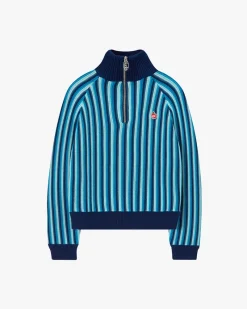 Nude Project Teteo Quarter-Zip Knit Blue Clearance