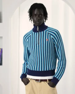 Nude Project Teteo Quarter-Zip Knit Blue Clearance