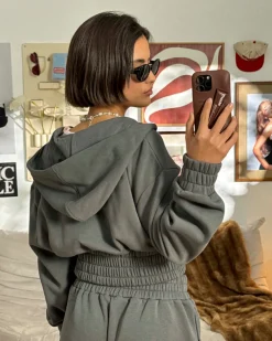 Nude Project Typa Day Cropped Hoodie Ash Sale