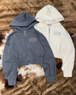 Nude Project Typa Day Cropped Hoodie Ash Sale