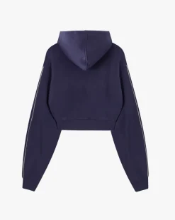 Nude Project Varsity Cropped Hoodie Navy Fashion