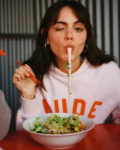 Nude Project Varsity Cropped Hoodie Pink Outlet