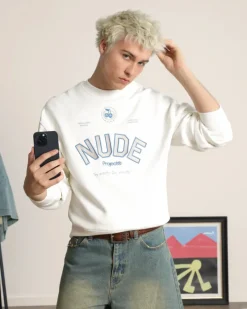 Nude Project Varsity Sweatshirt Marshmallow Discount