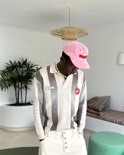 Nude Project Vizcaya Football Polo Knit Grey New