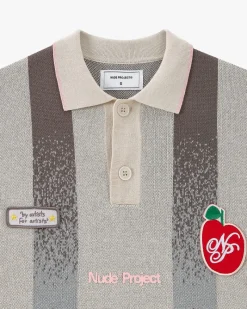 Nude Project Vizcaya Football Polo Knit Grey New