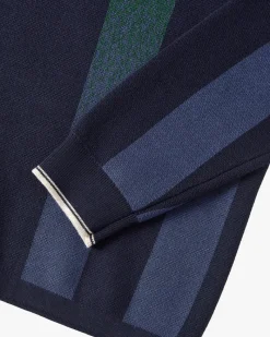 Nude Project Vizcaya Football Polo Knit Navy Blue New