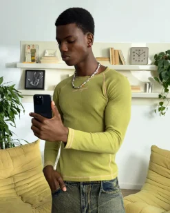 Nude Project Waffle Long-Sleeve Tee 2 Pack Green/Blue New