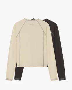 Nude Project Waffle Long-Sleeve Tee 2 Pack Marshmallow/Black Discount