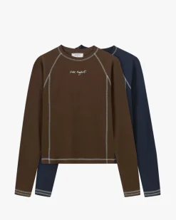 Nude Project Waffle Long-Sleeve Tee 2 Pack Cocoa/Navy Fashion