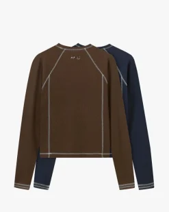 Nude Project Waffle Long-Sleeve Tee 2 Pack Cocoa/Navy Fashion