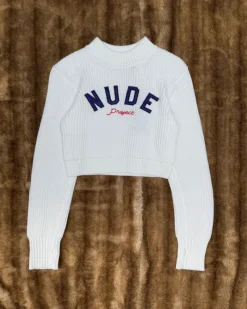 Nude Project Wifey Knit Cropped Sweater White Best