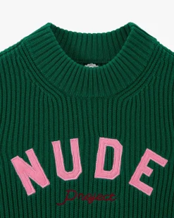 Nude Project Wifey Knit Cropped Sweater Green New