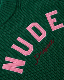 Nude Project Wifey Knit Cropped Sweater Green New