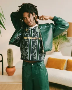 Nude Project World Cup Leather Bomber Jacket Clearance